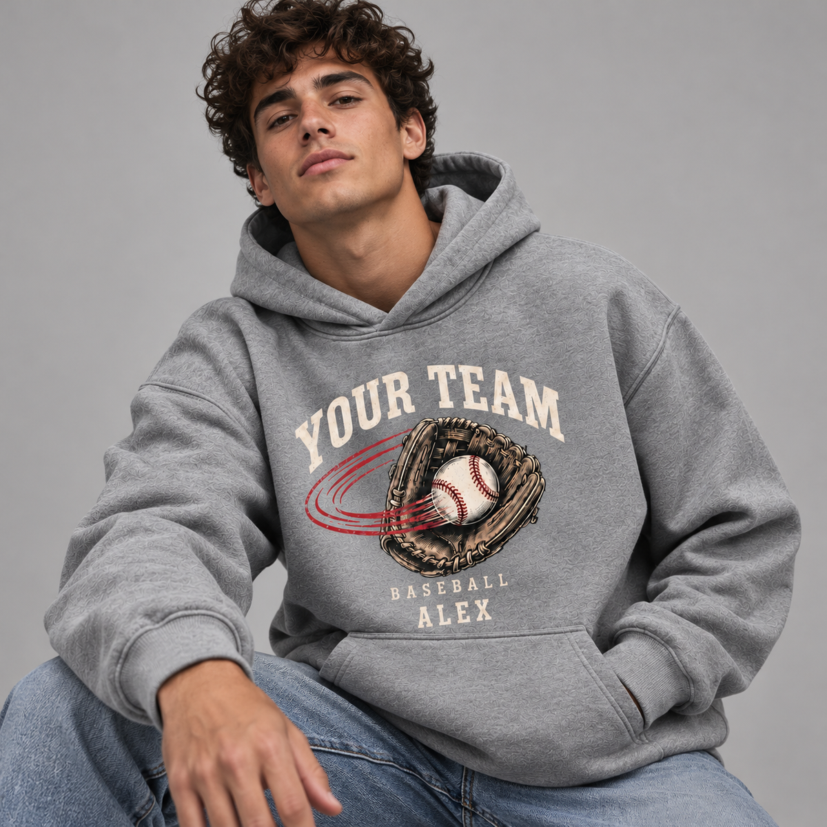 Custom college baseball hoodie product photograph