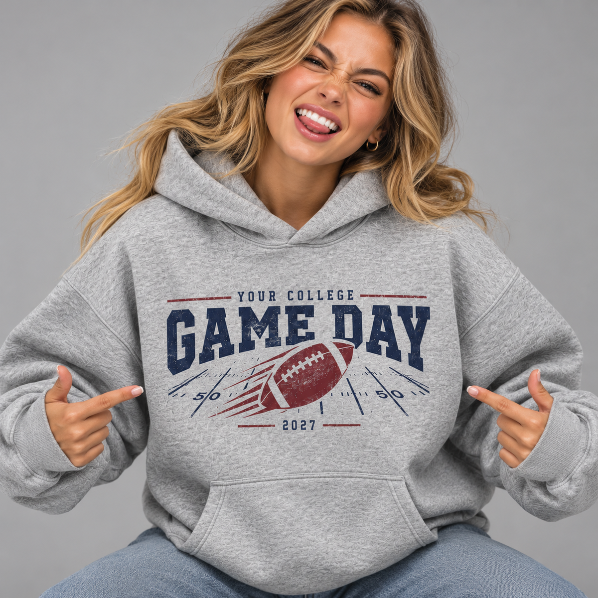 Custom college football game day hoodie product photograph