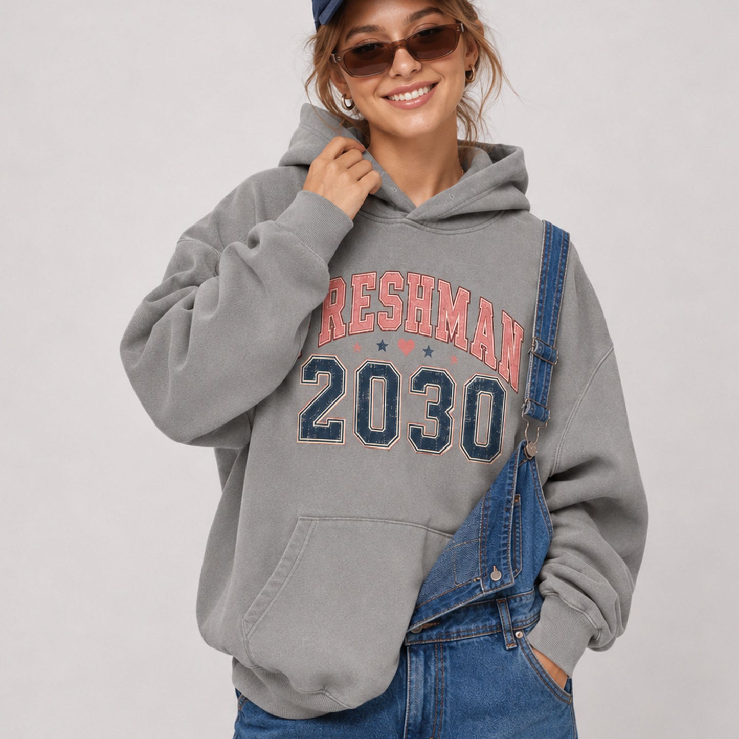 Freshman 2030 grey hoodie front style