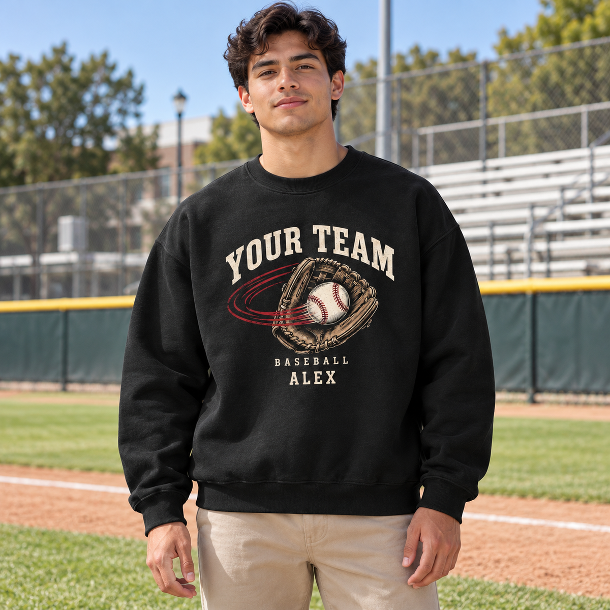 Custom baseball crewneck - Black model