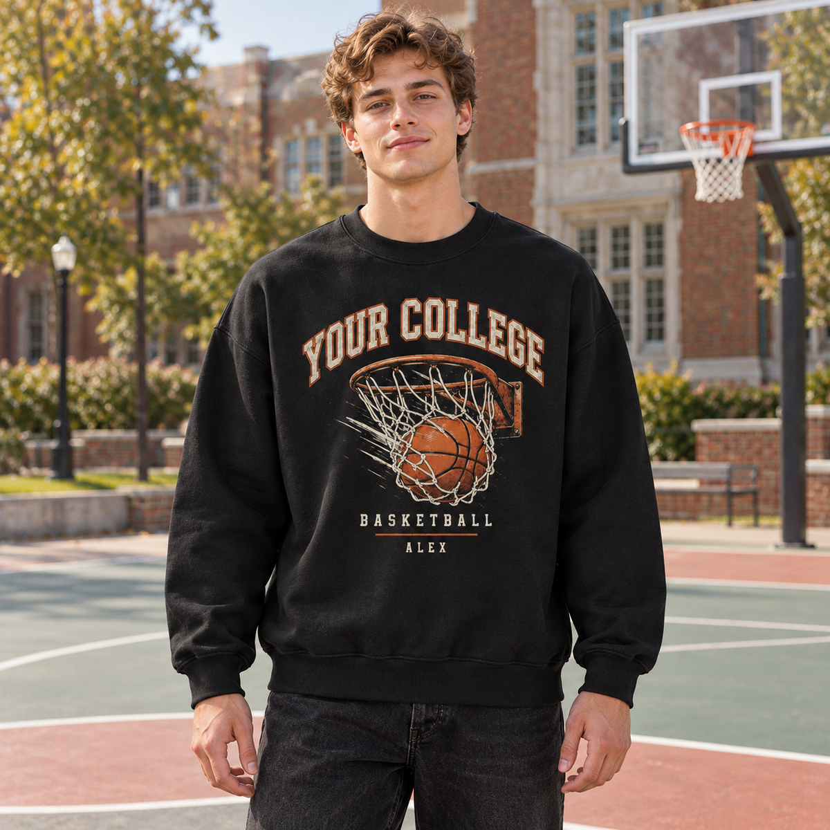 Custom basketball crewneck - Black model