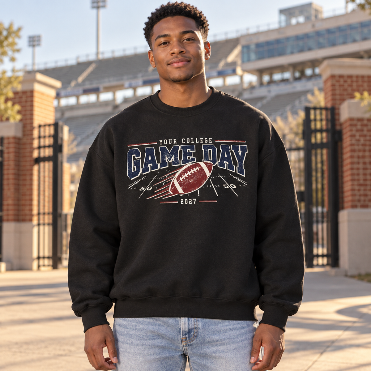 Custom football crewneck - Black model