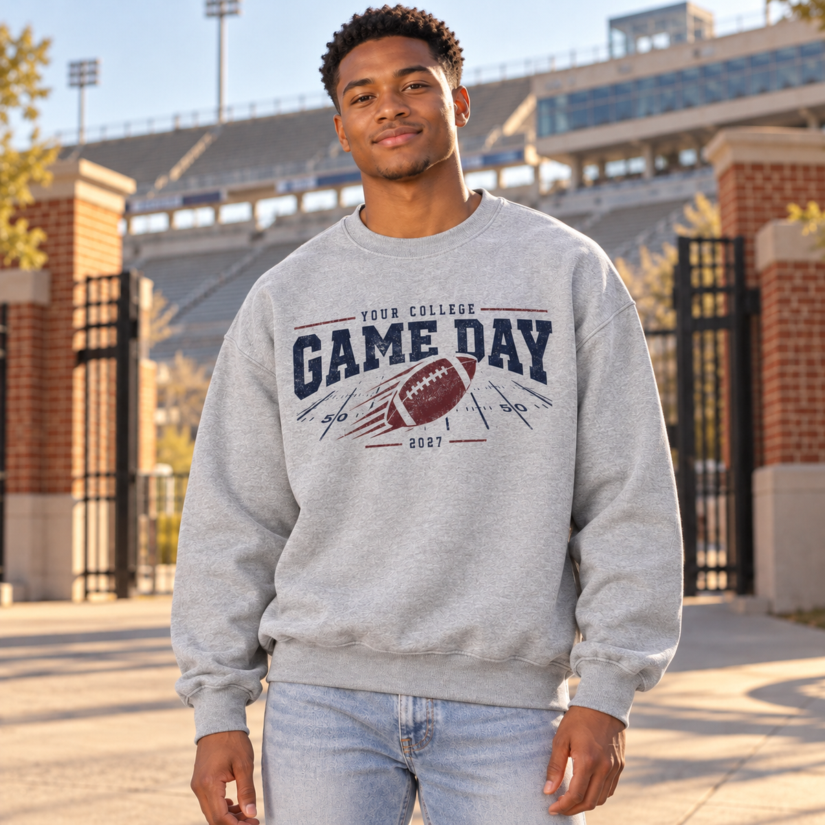 Custom football crewneck - Light gray model