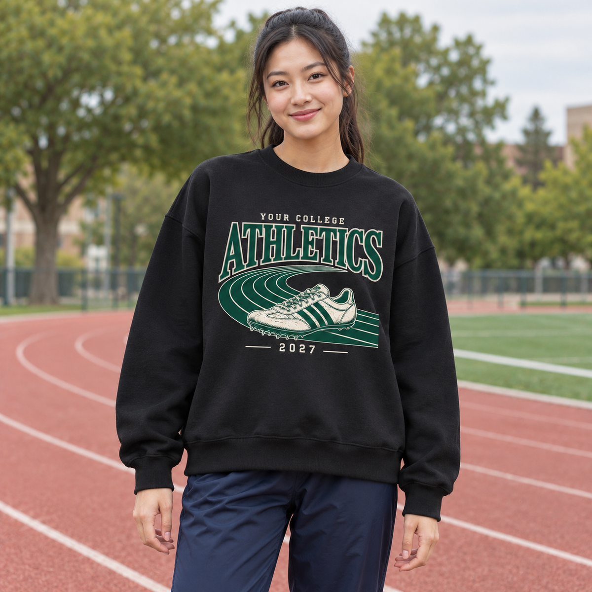Custom track crewneck - Black model