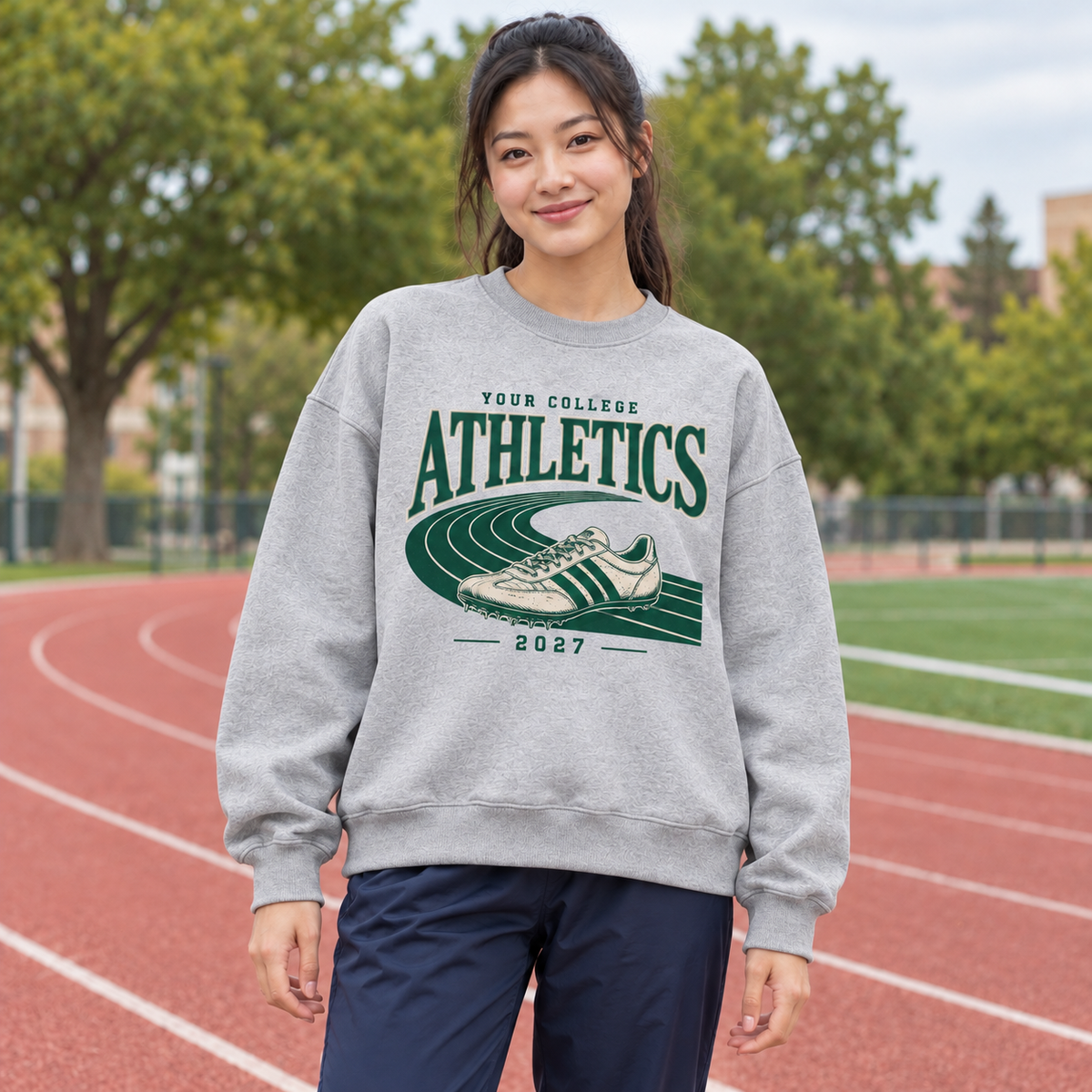 Custom track crewneck - Light gray model