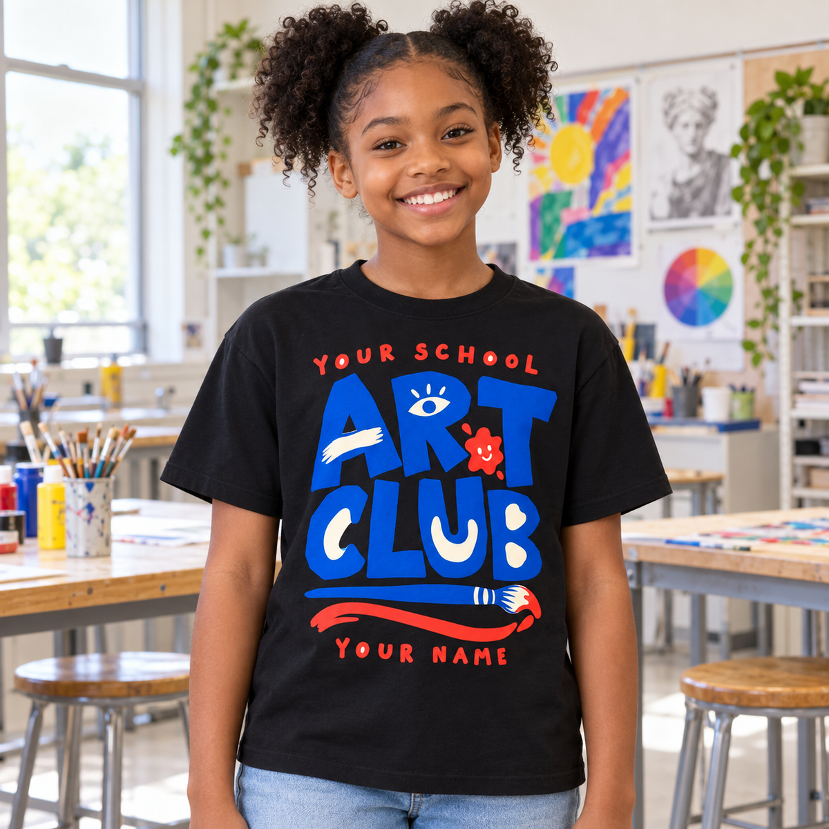 Personalized Art Club T-shirt - black model