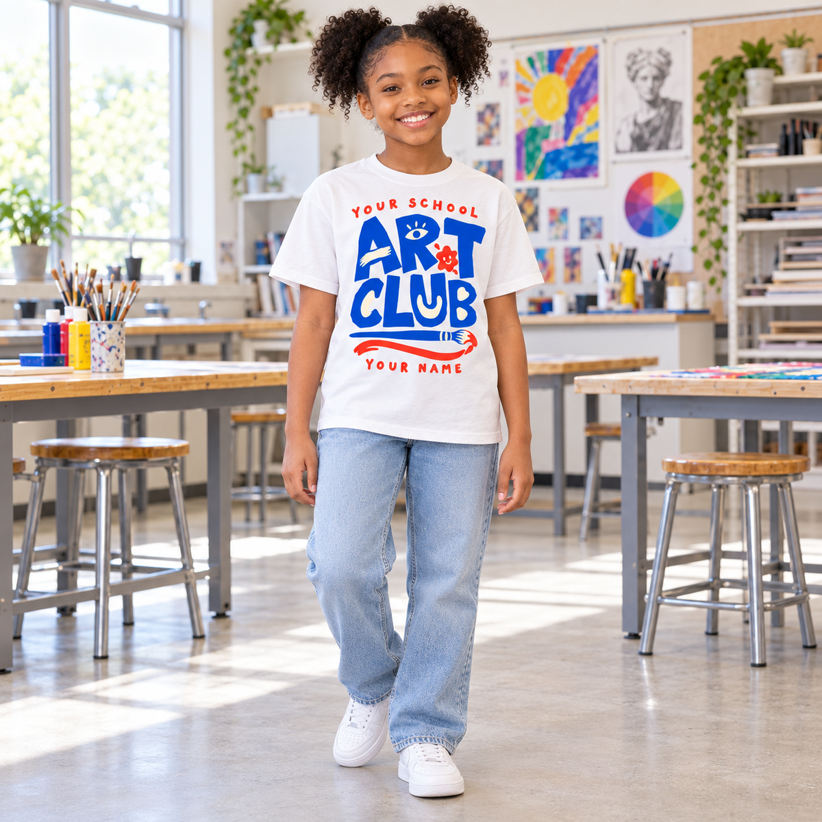 Personalized Art Club T-shirt - white model