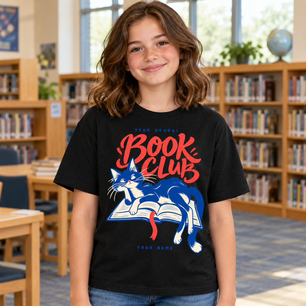 Personalized Book Club T-shirt - black model