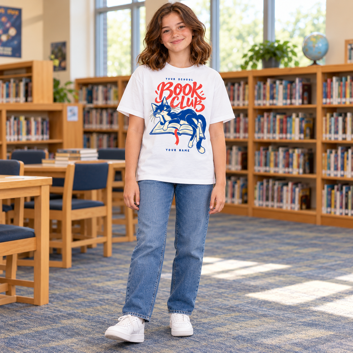 Personalized Book Club T-shirt - white model