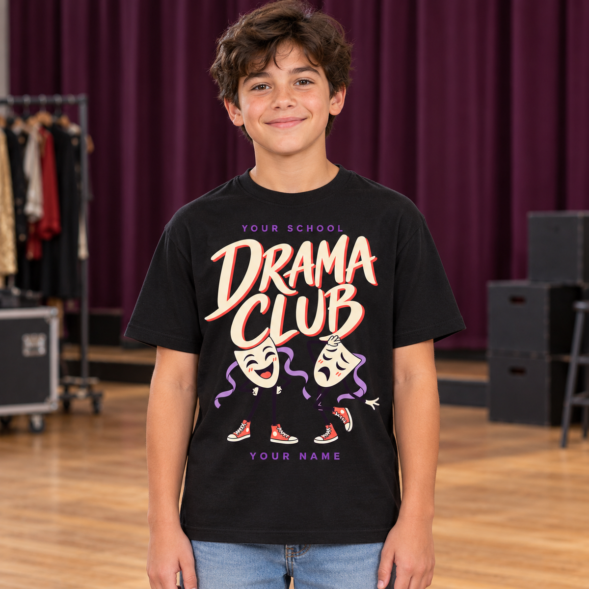 Personalized Drama Club T-shirt - black model