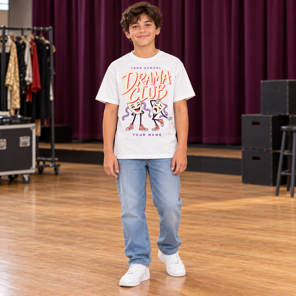 Personalized Drama Club T-shirt - white model