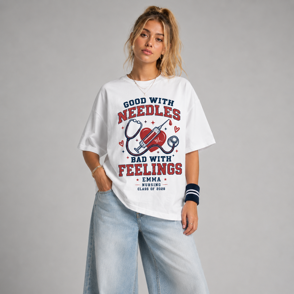 Nursing college tee front model
