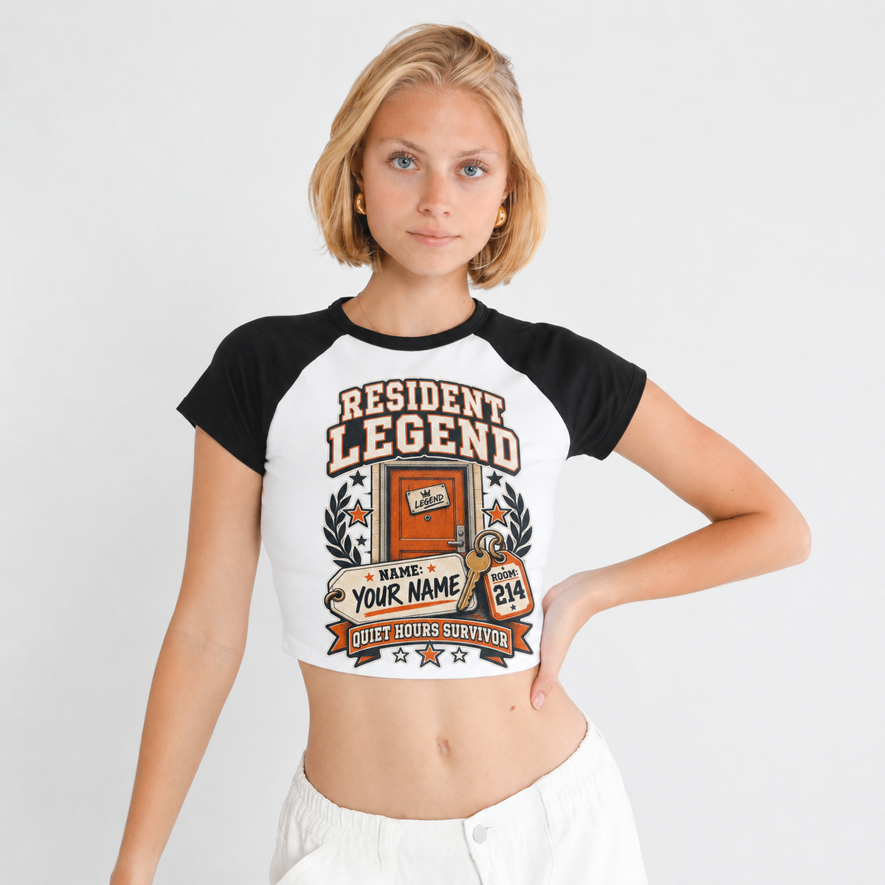 Resident Legend black raglan model half body