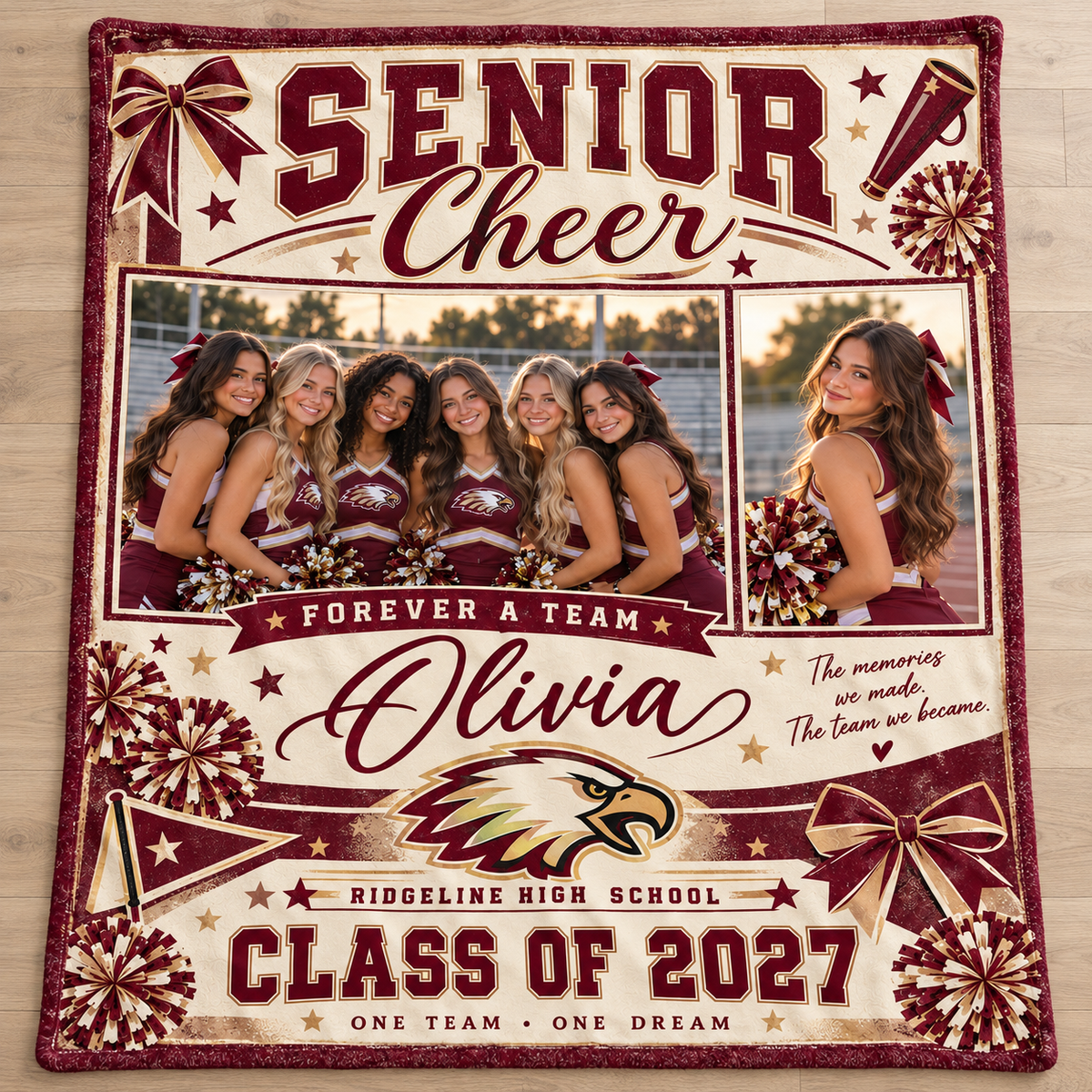Full design of personalized cheer graduation photo blanket