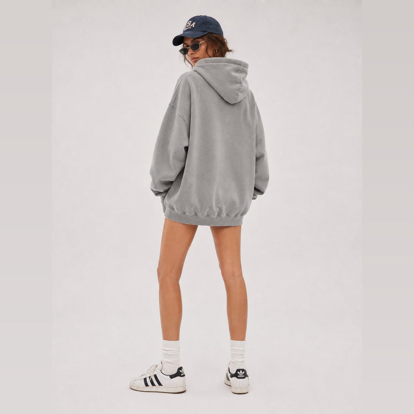 Freshman 2030 gray oversized hoodie back view